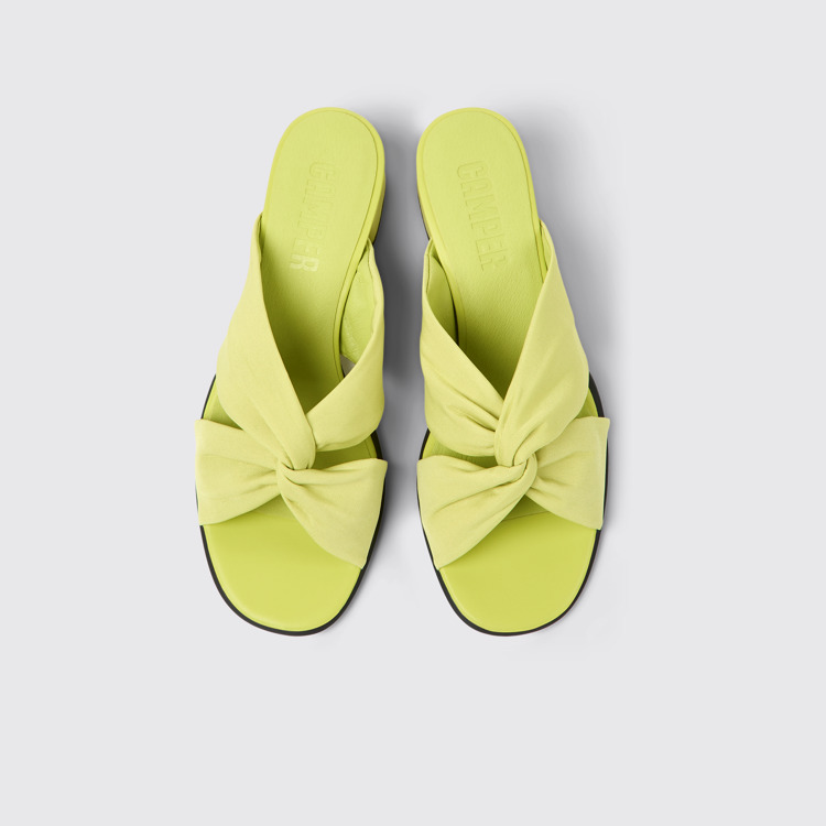 Overhead view of Katie Green textile sandals for women