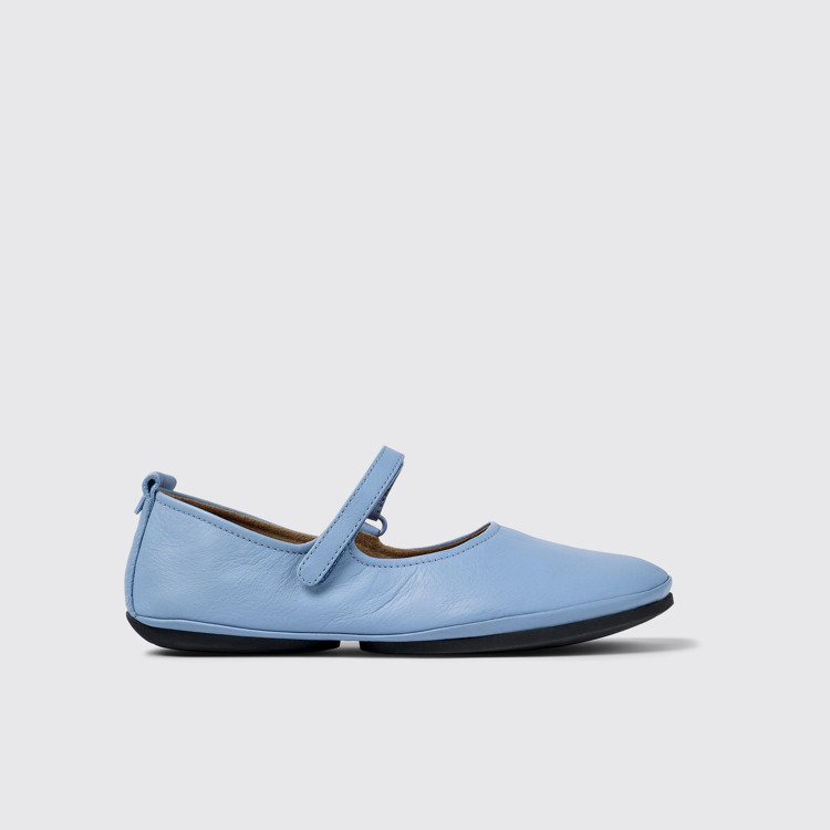 Side view of Right Blue Leather Mary Jane for Women