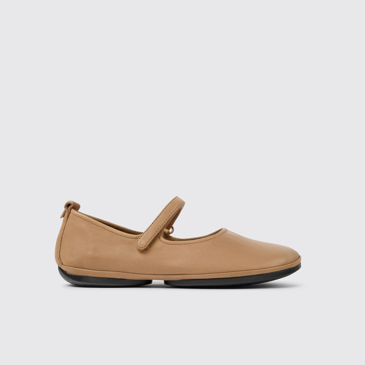 Side view of Right Nude Leather Women's Shoe.