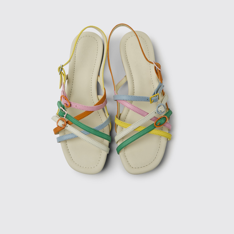 Overhead view of Twins Multicolored leather sandals for women