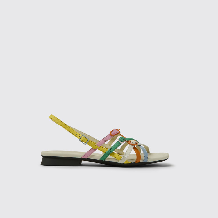 Side view of Twins Multicolored leather sandals for women