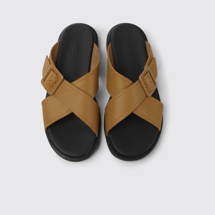 Overhead view of Edy Brown leather sandals for women