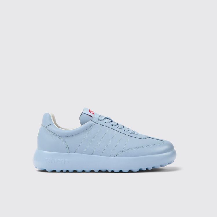 Side view of Pelotas XLite Blue leather sneakers for women