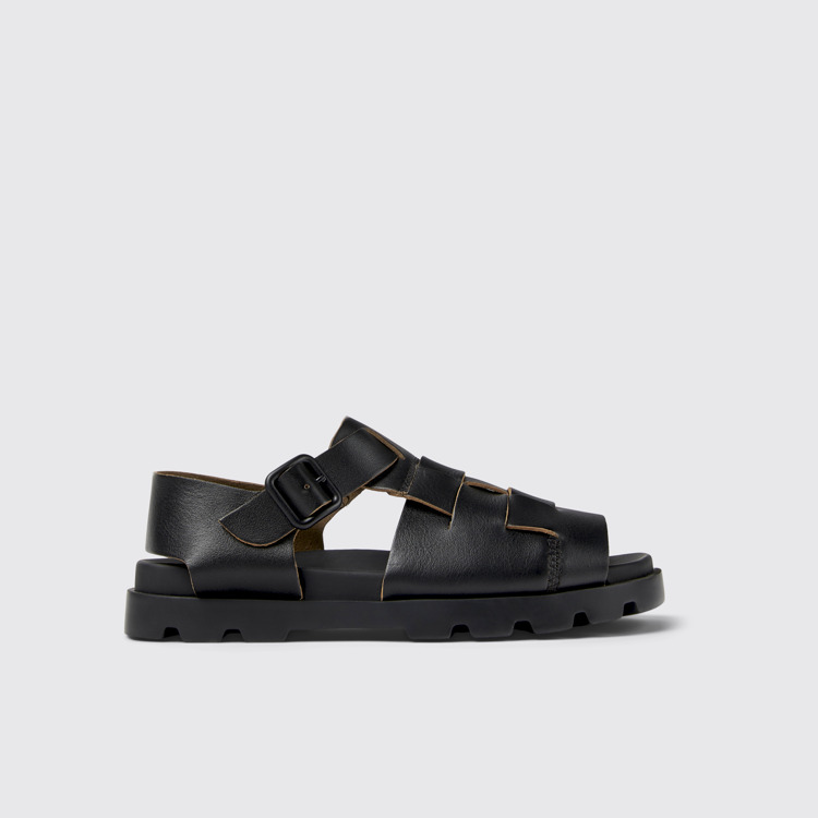 Side view of Brutus Sandal Black Leather Sandal for Women