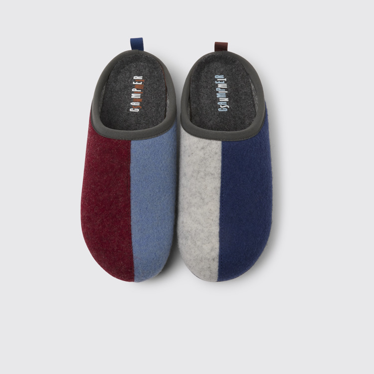 Overhead view of Twins Multicolored wool women’s slippers