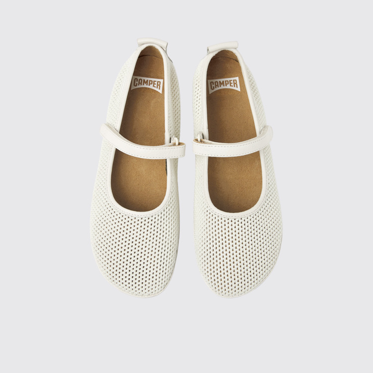 Overhead view of Right TENCEL® White TENCEL® Lyocell and leather shoes for women