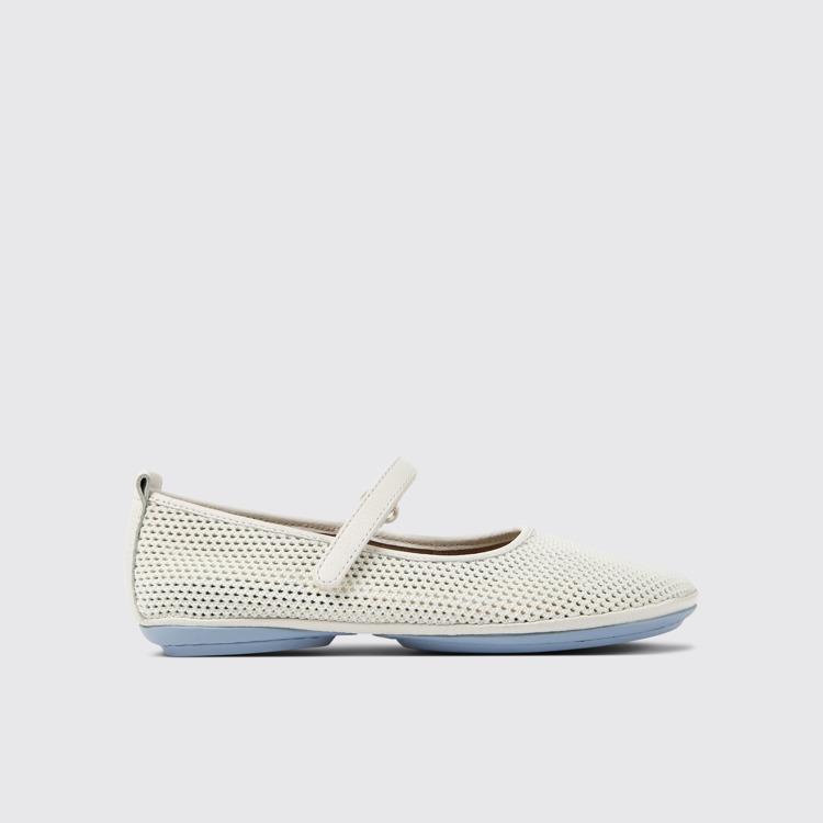 Side view of Right TENCEL® White TENCEL® Lyocell and leather shoes for women