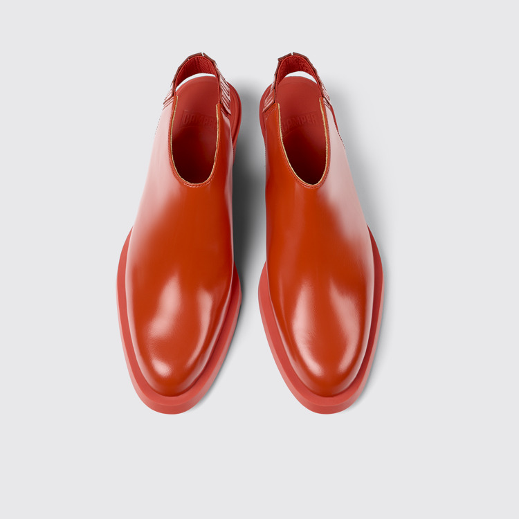 Overhead view of Bonnie Red leather heels for women