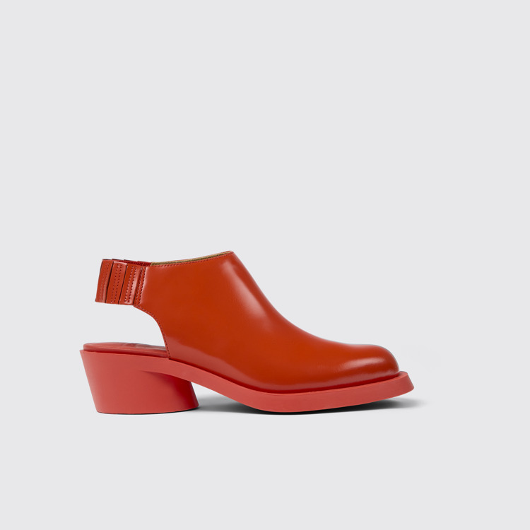 Side view of Bonnie Red leather heels for women