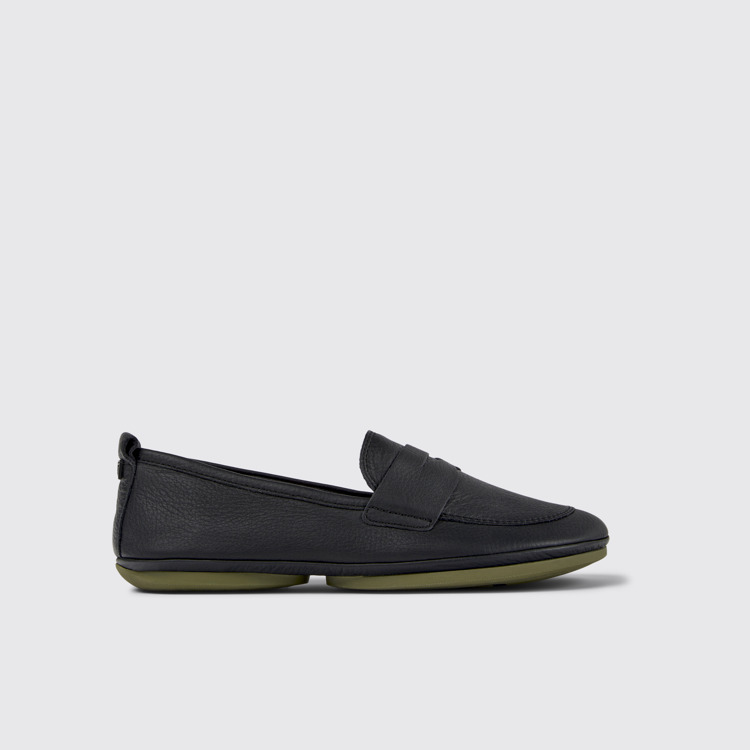 Side view of Right Black Leather Loafer for Women