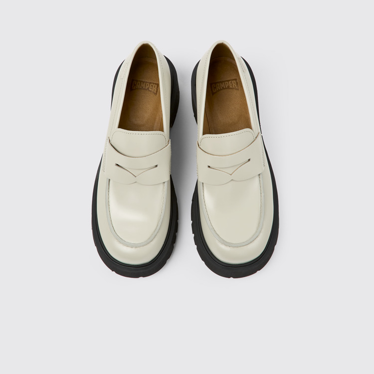 Overhead view of Milah Gray leather loafers for women