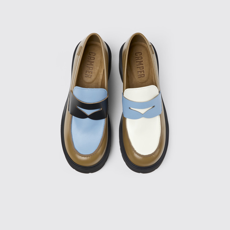 Overhead view of Twins Multicolored Leather Loafer for Women