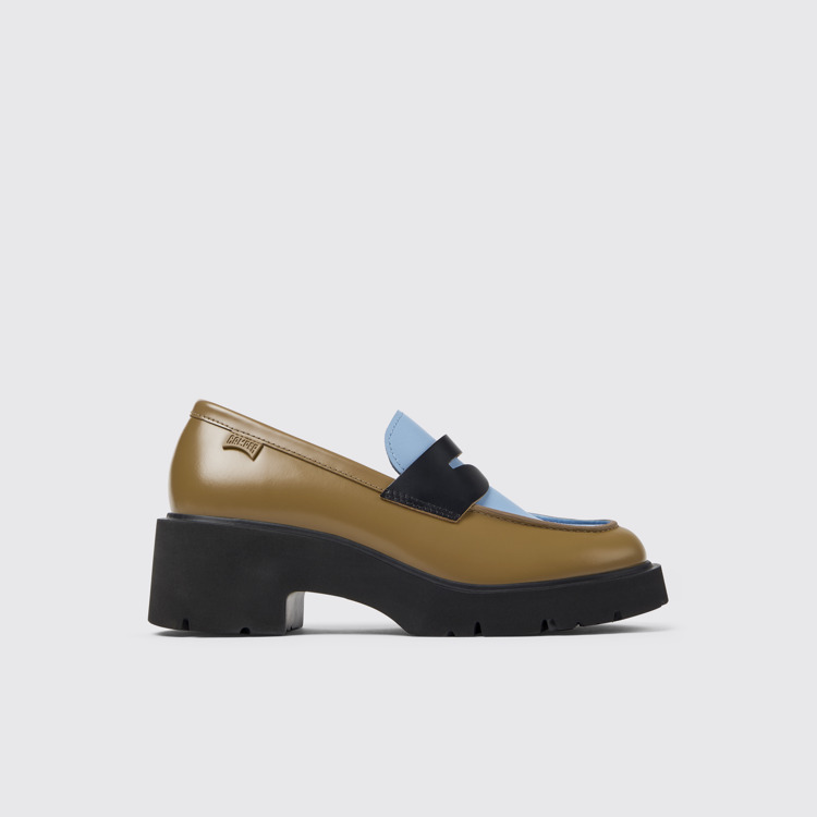 Side view of Twins Multicolored Leather Loafer for Women