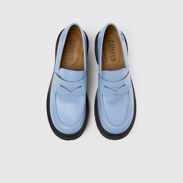 Overhead view of Milah Blue Leather Loafer for Women