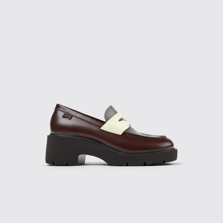 Side view of Twins Multicolored leather loafers for women