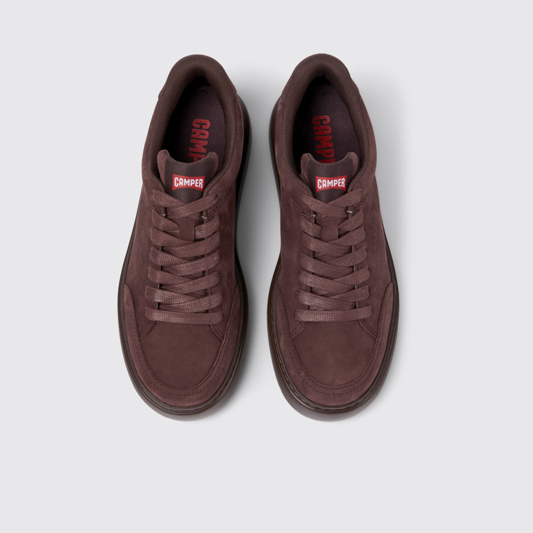 Overhead view of Runner K21 Burgundy nubuck sneakers for women