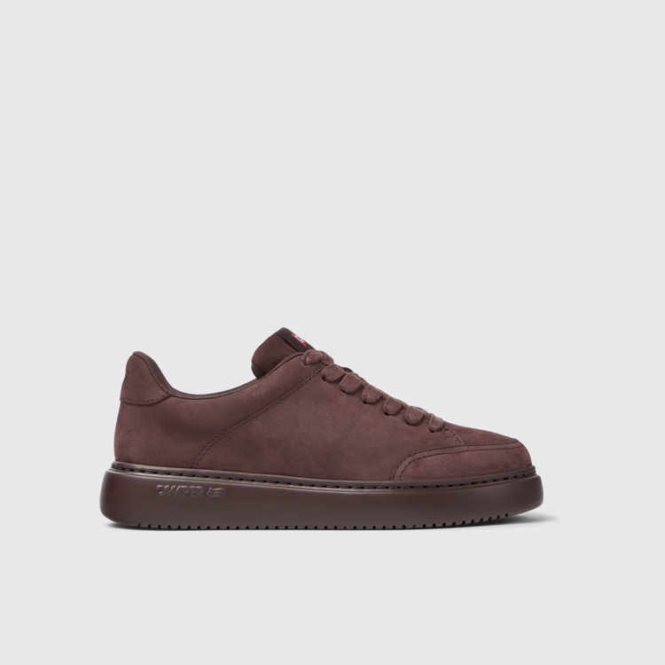 Side view of Runner K21 Burgundy nubuck sneakers for women