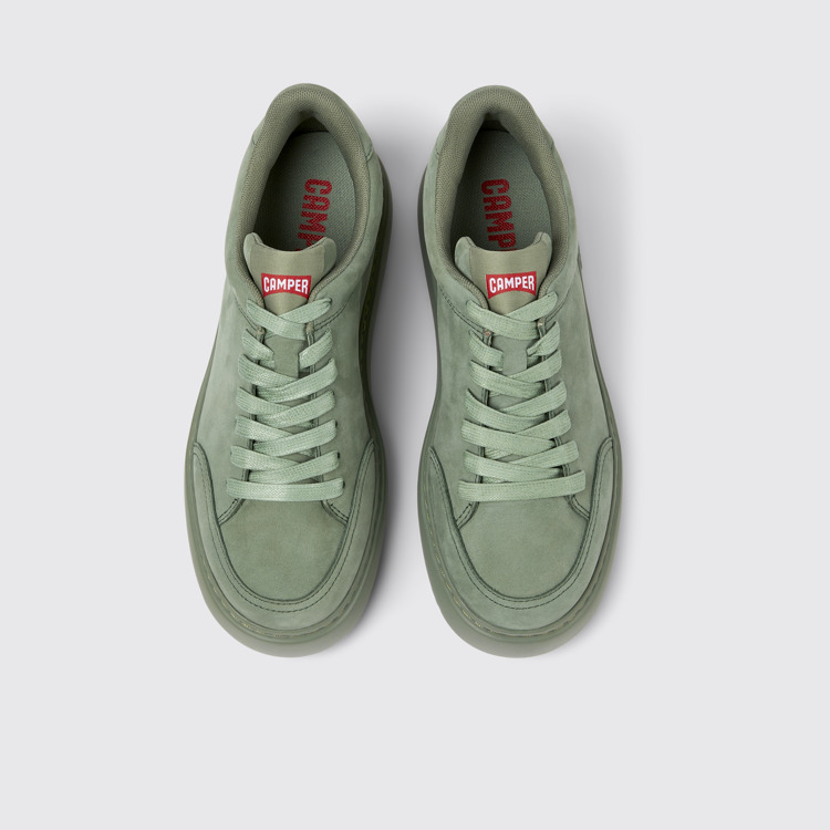 Overhead view of Runner K21 Green nubuck sneakers for women