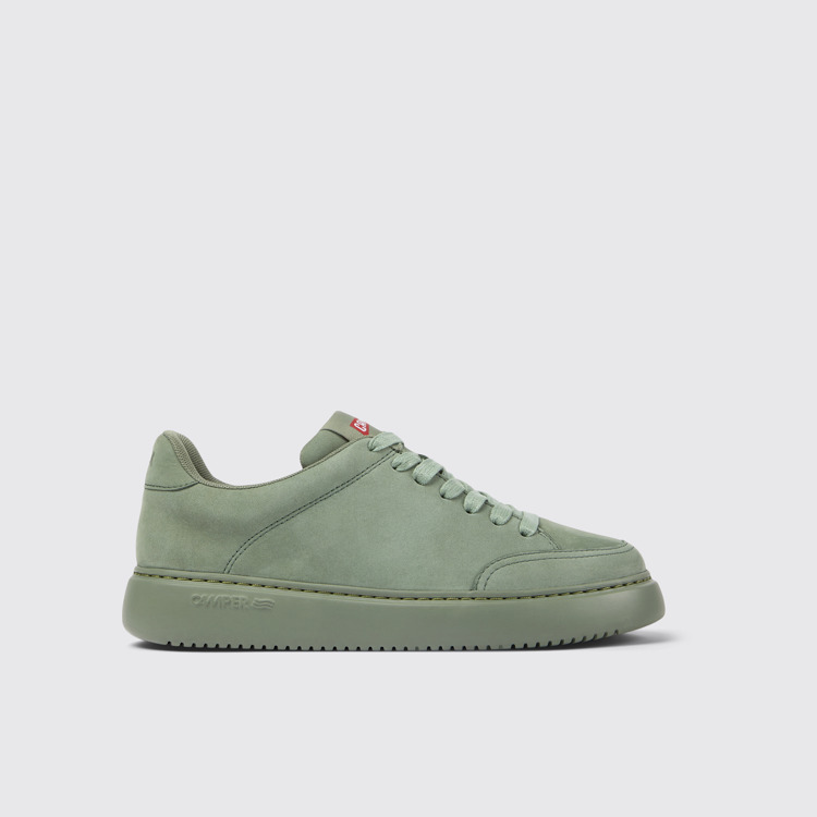 Side view of Runner K21 Green nubuck sneakers for women