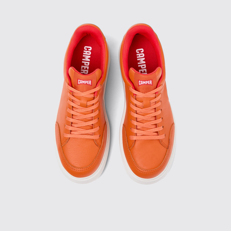 Overhead view of Runner K21 Orange leather sneakers for women