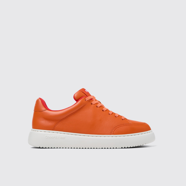 Side view of Runner K21 Orange leather sneakers for women