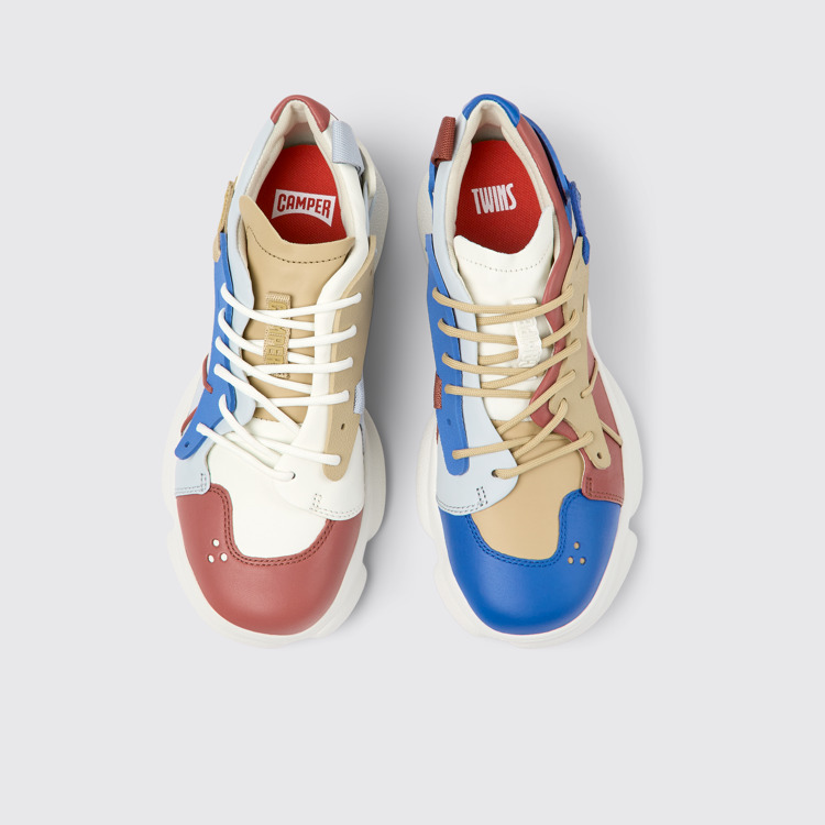 Overhead view of Twins Multicolored Leather/Textile Sneaker for Women