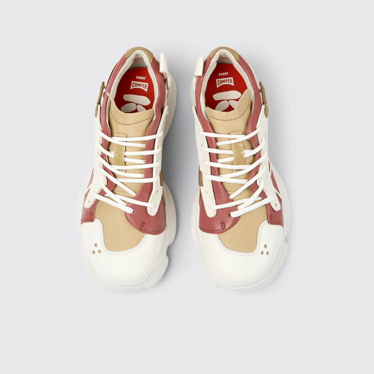 Overhead view of Karst Multicolored Leather/Textile Sneaker for Women