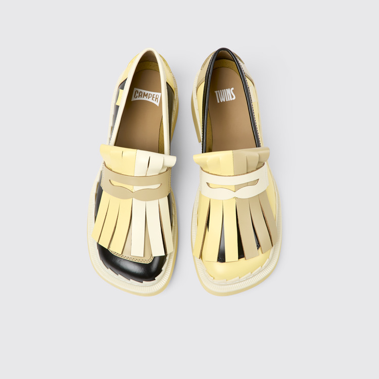 Overhead view of Twins Multicolored leather loafers for women