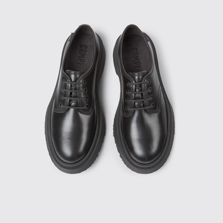 Overhead view of Walden Black leather lace-up shoes for women