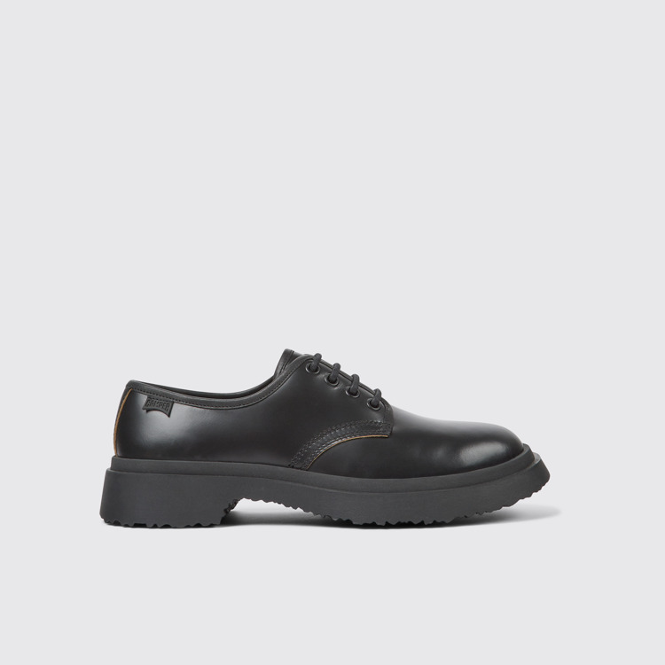 Side view of Walden Black leather lace-up shoes for women