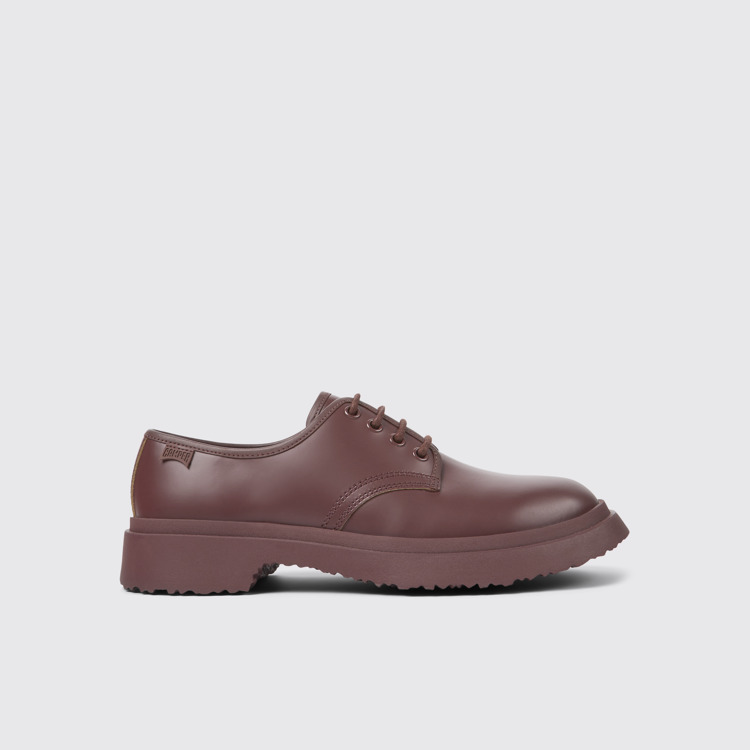 Side view of Walden Burgundy leather lace-up shoes for women