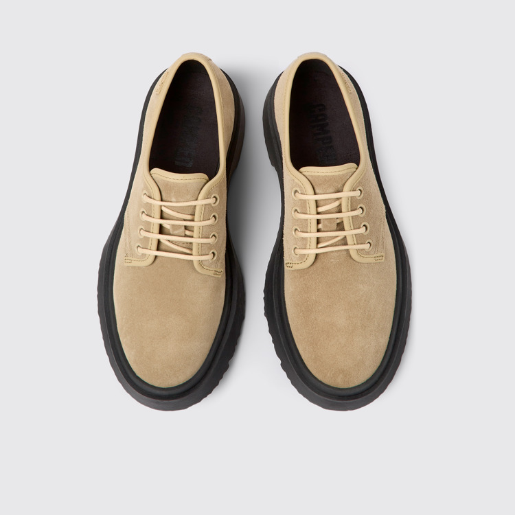 Overhead view of Walden Beige nubuck shoes for women