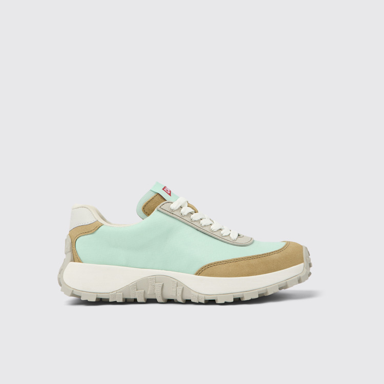 Side view of Drift Trail VIBRAM Blue Textile/Nubuck Sneaker for Women