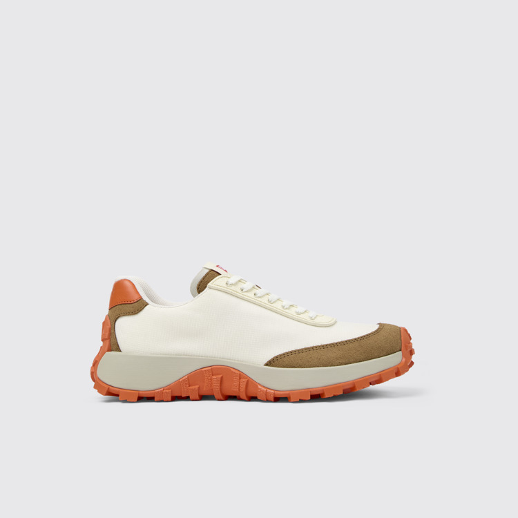 Side view of Drift Trail VIBRAM White textile and nubuck sneakers for women