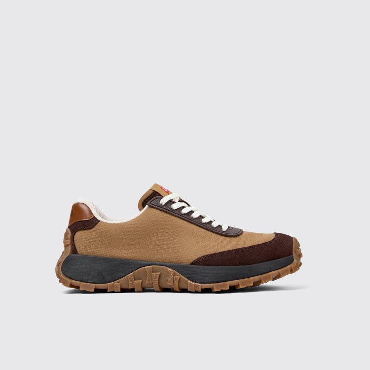 Side view of Drift Trail VIBRAM Brown textile and nubuck sneakers for women