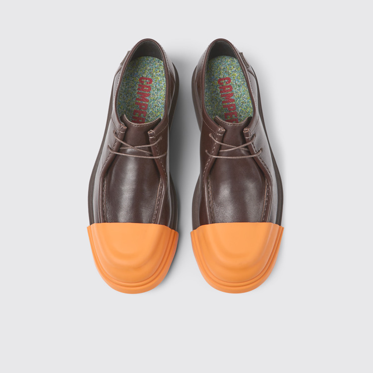 Overhead view of Junction Brown leather shoes for women