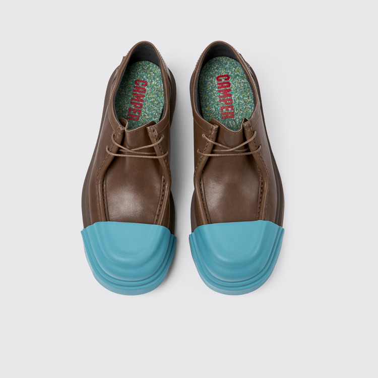 Overhead view of Junction Brown responsibly raised leather shoes for women