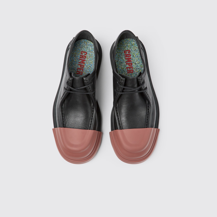 Overhead view of Junction Black Leather Wallabee Shoe for Women