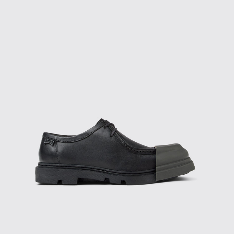 Side view of Junction Black Leather Women's Shoe.