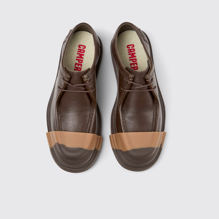 Overhead view of Junction Brown Leather Women's Shoes.