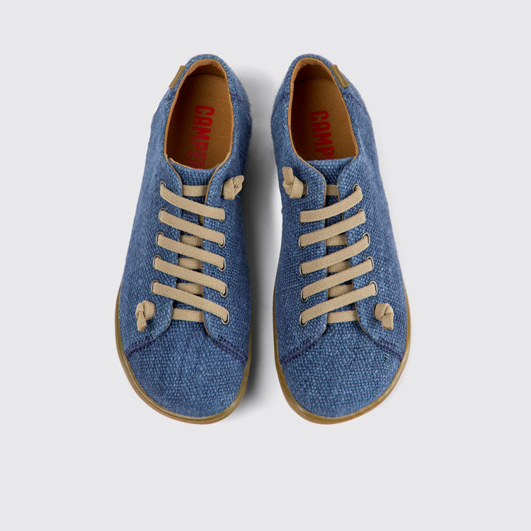 Overhead view of Peu Blue textile shoes for women