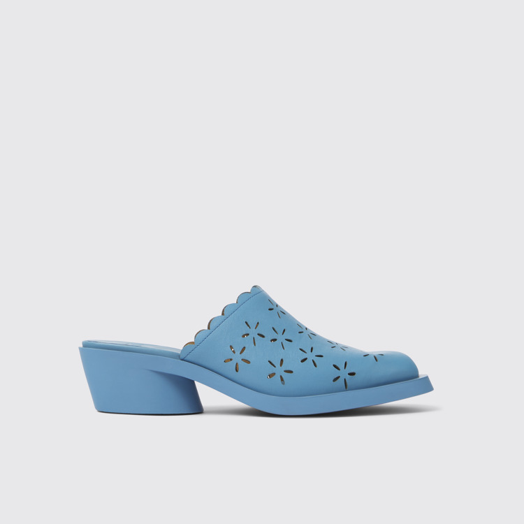 Side view of Bonnie Blue leather mules for women