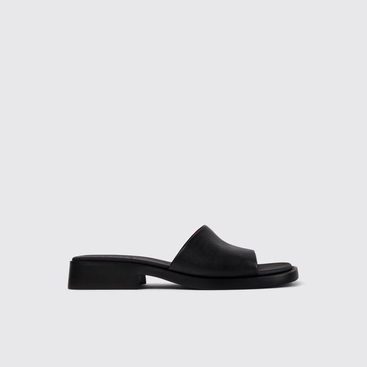 Side view of Dana Black Leather Slide for Women