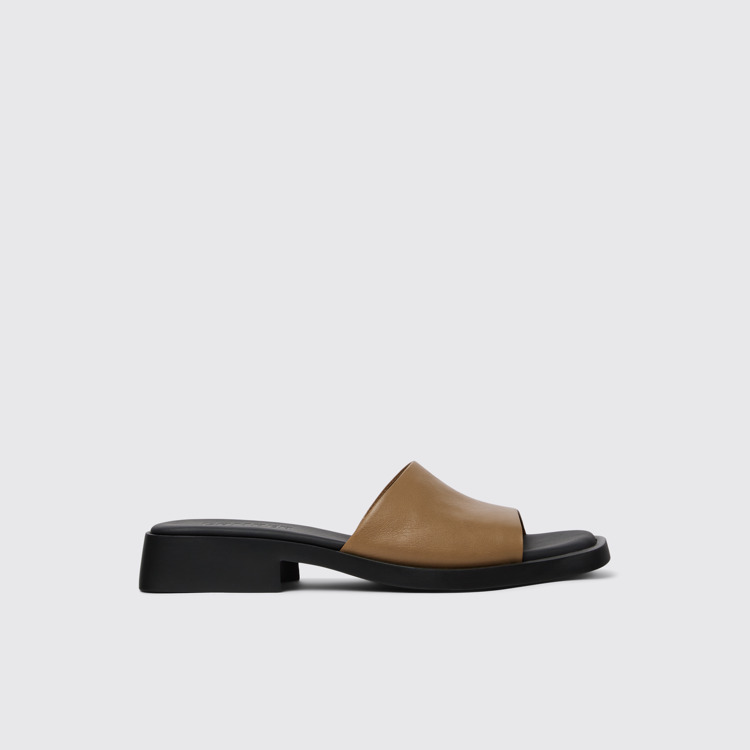 Side view of Dana Brown Leather Slide for Women