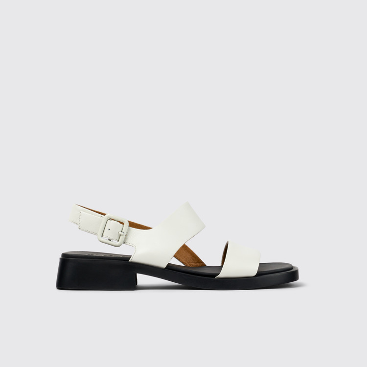 Side view of Dana White Leather Sandals for Women.