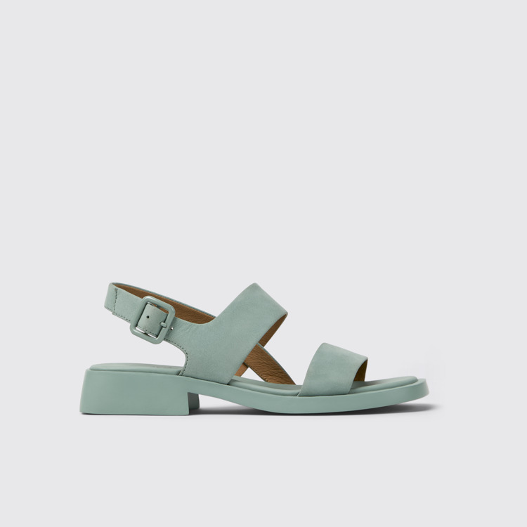 Side view of Dana Green Nubuck Sandals for Women.