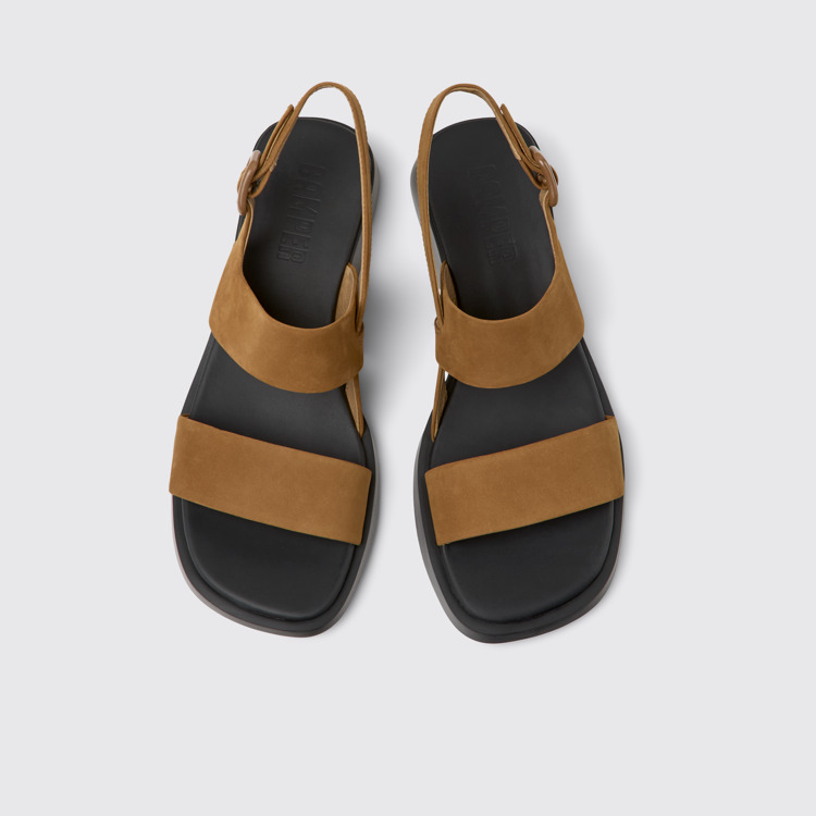 Overhead view of Dana Brown Nubuck Sandals for Women.