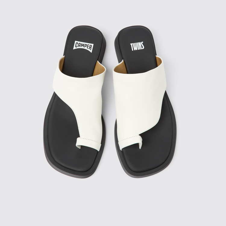 Overhead view of Twins White leather sandals for women