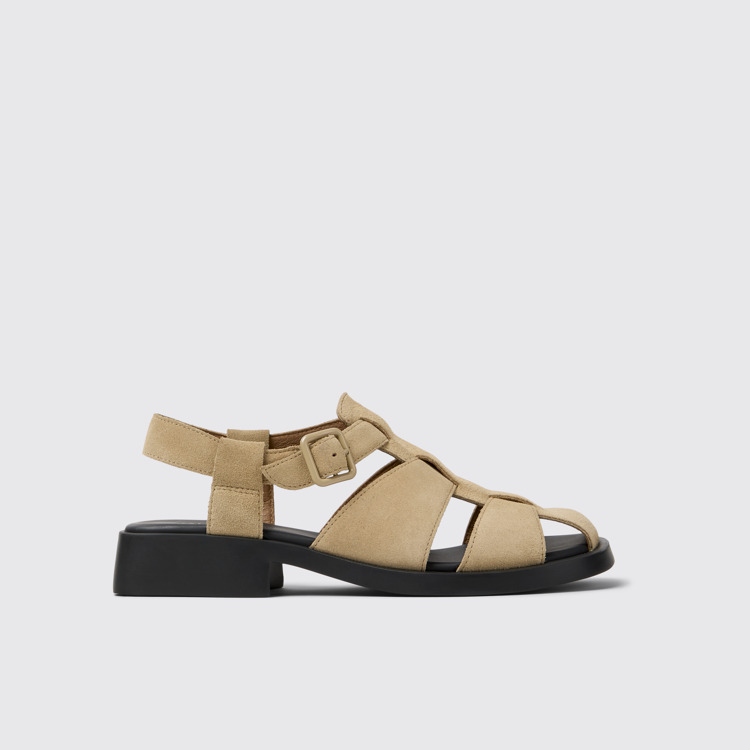 Side view of Dana Beige Nubuck Sandals for Women.