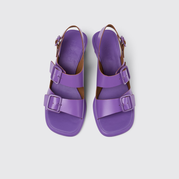 Overhead view of Dina Purple Leather 2-Strap Sandal for Women